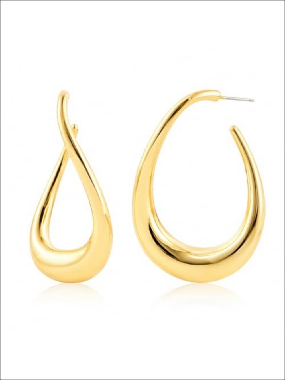 14K Gold Plated Twisted Teardrop Dangle Earrings Chunky Statement